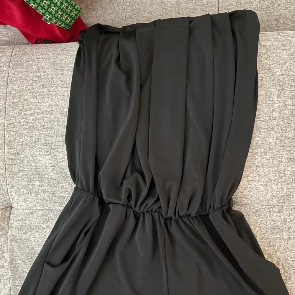 Black strapless romper